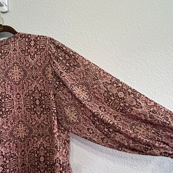 Madewell Kaleidoscope Drawstring Button-Up Blouse Boho Fall Top Size Large - Picture 8 of 9